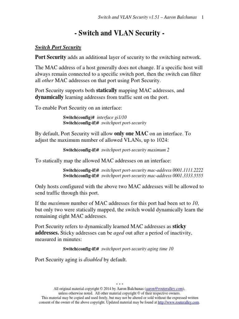 Switch Vlan Security PDF | PDF | Computer Standards | Internet Architecture