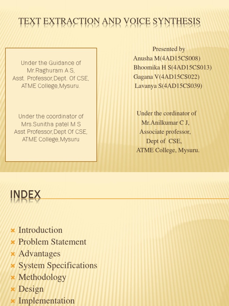 Text Recognition and Speech Synthesis | PDF | Optical Character ...