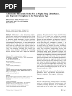 Adolescents' Electronic Media Use at Night, Sleep Disturbance, and Depressive Symptoms in The Smartphone Age