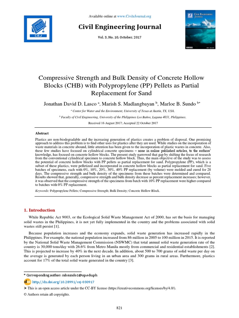 Compressive Strength and Bulk Density of PDF | PDF | Fly Ash | Concrete