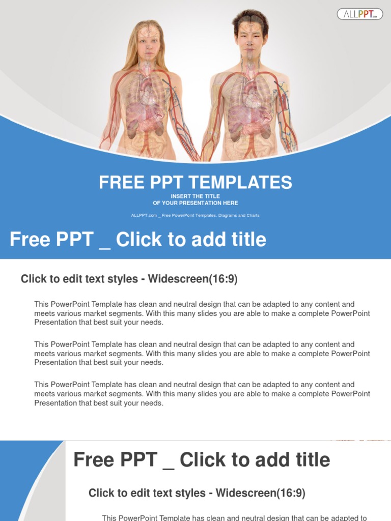 Anterior View of Human Body PowerPoint Templates Widescreen | PDF ...
