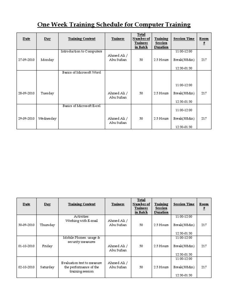 Training Plan | PDF | Computing