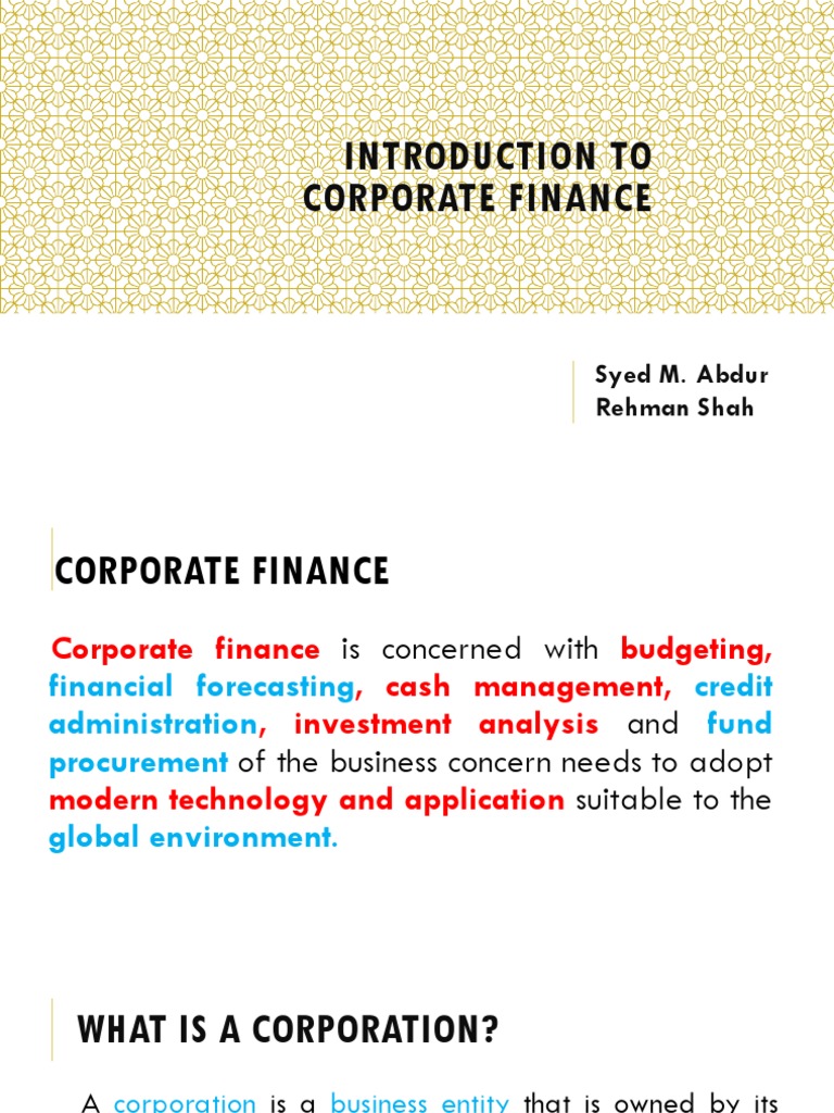 Introduction to Corporate Finance Concepts | PDF | Dividend | Business
