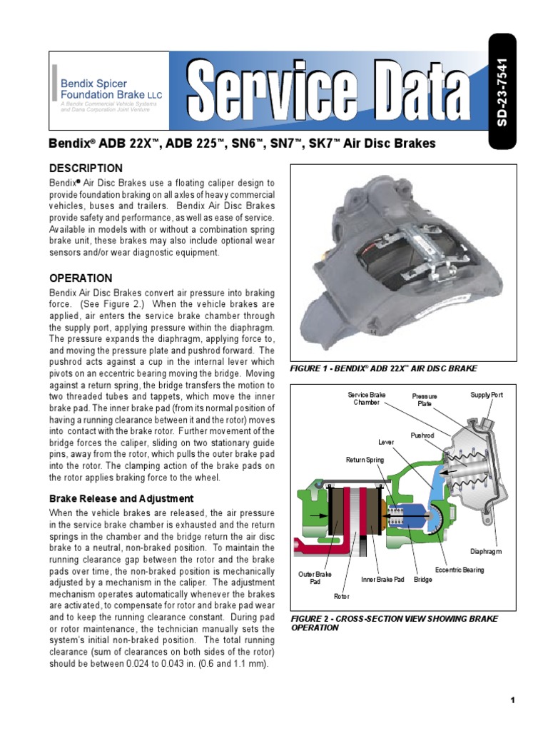 Bendix Service Data SD-23-7541 Air Disc Brake | PDF | Brake | Vehicles