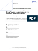 RRL4 Specificity of Relations Between Adolescents Cognitive Emotion Regulation Strategies and Symptoms of Depression and Anxiety