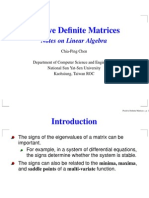 Positive Definite Matrices: Notes On Linear Algebra