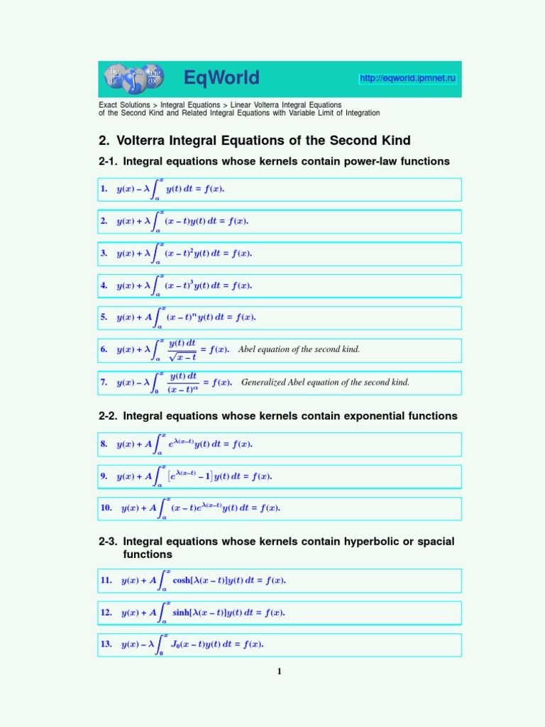 Volterra Integral Equations of The Second Kind | PDF | Integral ...