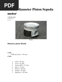 Daftar Diameter Piston Sepeda Motor
