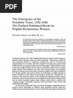 The Emergence of The Feminine Voice, 1526-1640: The Earliest Published Books by English Renaissance Women