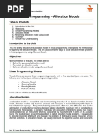 Unit 19 - Linear Programming – Allocation Models