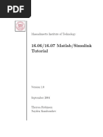 16.06/16.07 Matlab/Simulink Tutorial: Massachusetts Institute of Technology