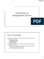 Introduction To Management Science: Body of Knowledge