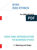 BMU 08104: Business Ethics: For BMU 08104-III Semester I