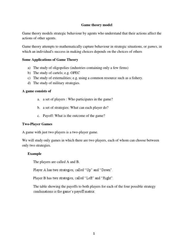 Game Theory Model | PDF | Maxima And Minima | Game Theory