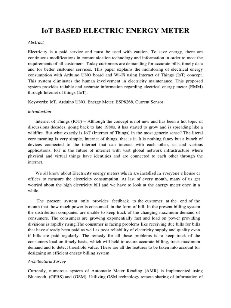 IoT Smart Energy Meter System | PDF | Internet Of Things | Internet
