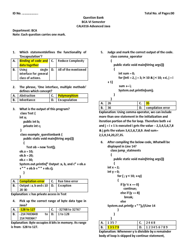 Advanced Java Question Bank | PDF | C (Programming Language) | Class ...