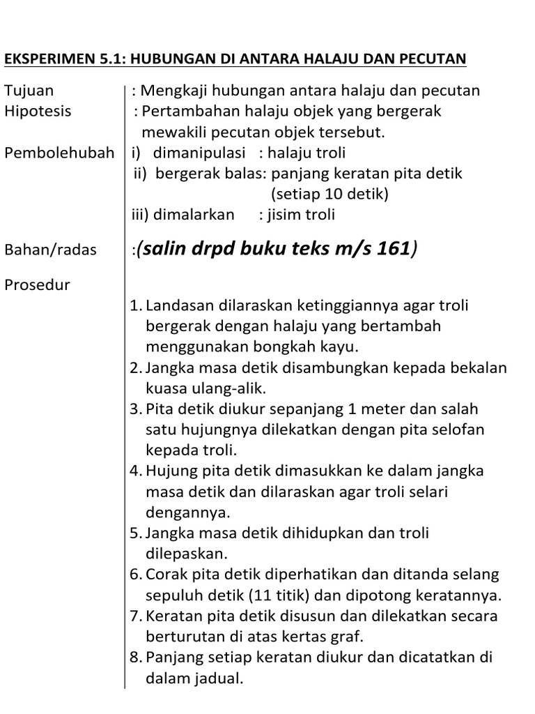 Eksperimen 5 1 Halaju Dan Pecutan Pdf