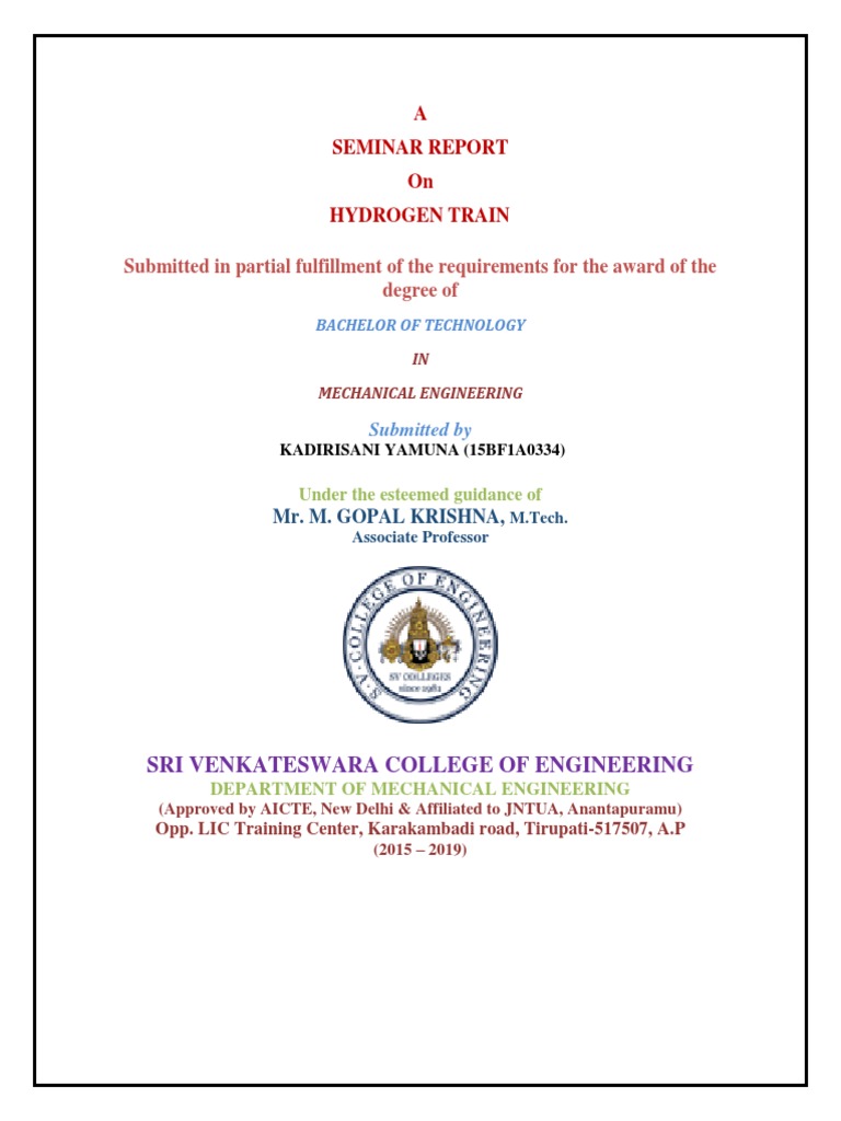 Seminar on Hydrogen Train Technology | PDF | Fuel Cell | Rechargeable ...