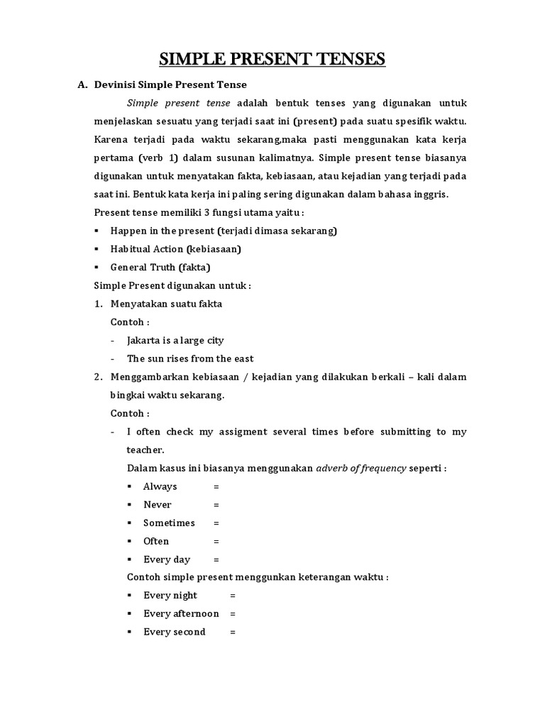 Pengantar Simple Present Tense | PDF