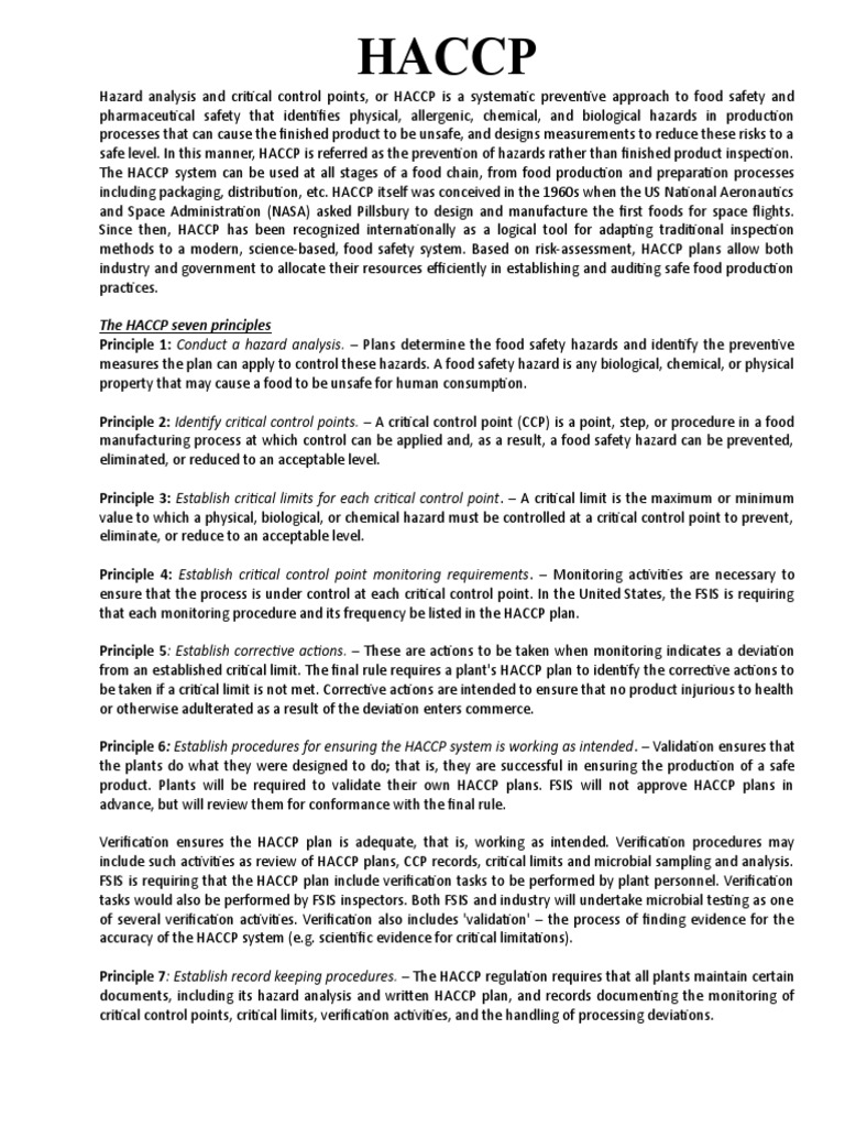 Understanding HACCP Principles for Food Safety | PDF | Hazard Analysis ...
