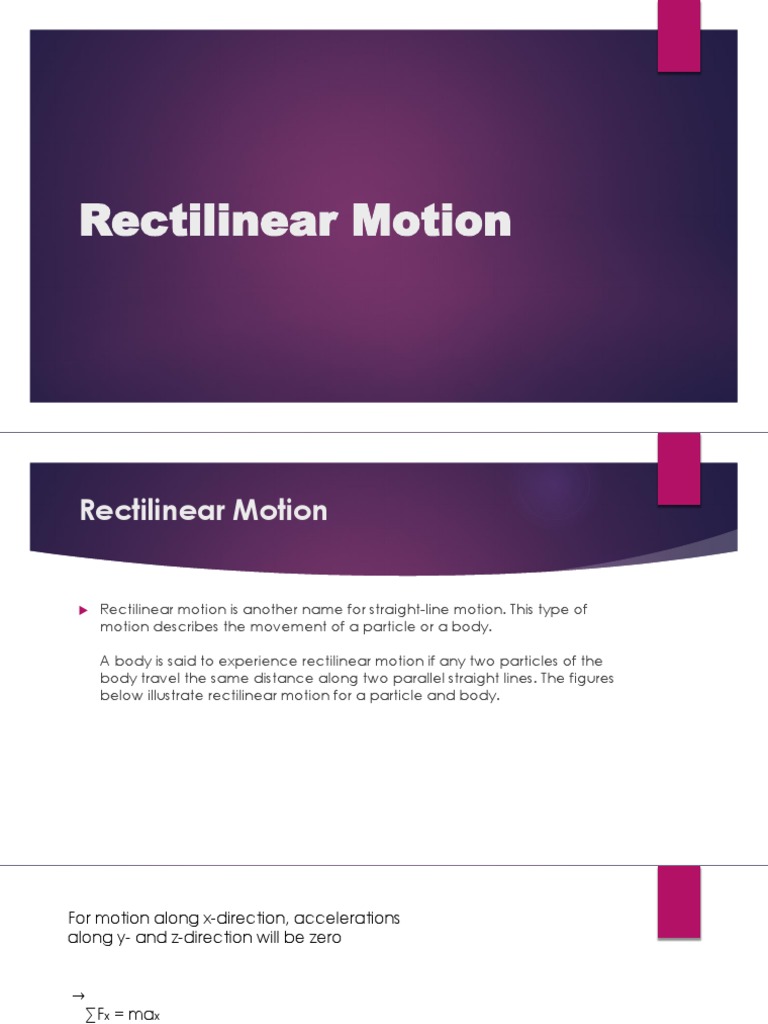 Understanding Rectilinear Motion Basics | PDF