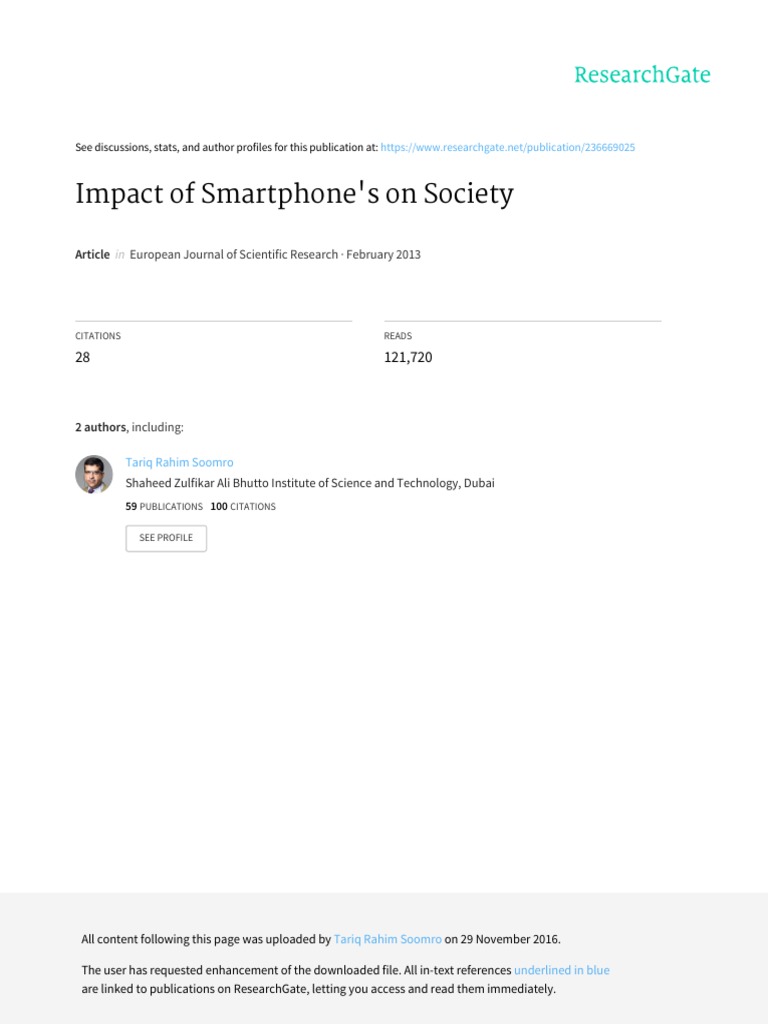 Societal Impact of Smartphones | PDF | Smartphone | Android (Operating ...
