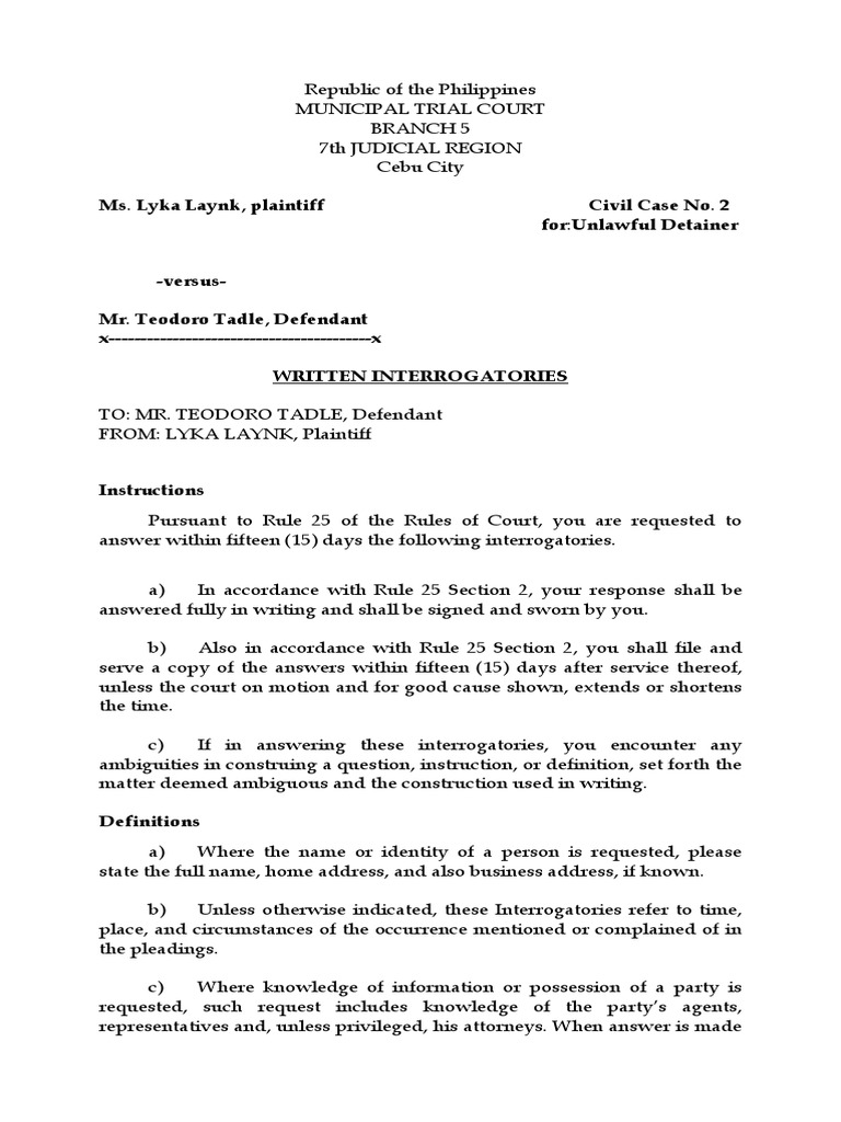 Ms. Lyka Laynk, Plaintiff Civil Case No. 2 for:Unlawful Detainer ...