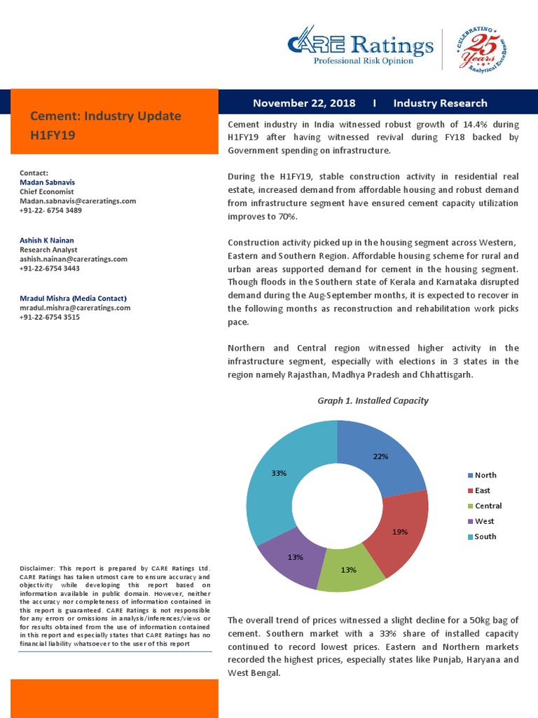 Cement Sector Update H1 FY 2019 | PDF | Cement | Affordable Housing