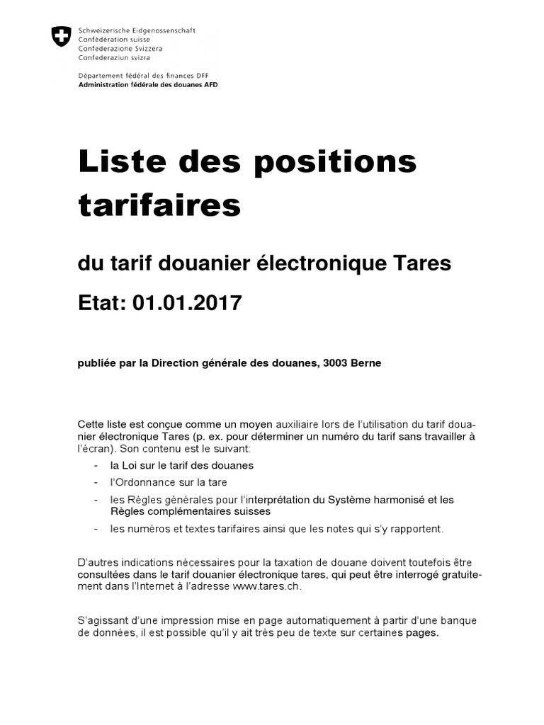 Liste Des Positions Tarifaires PDF, PDF, Loi