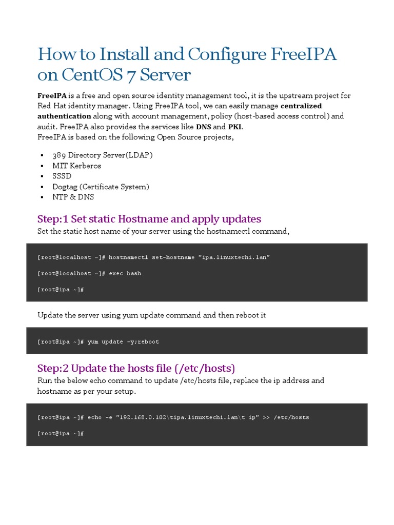 How To Install and Configure FreeIPA On CentOS 7 Server | PDF | Sudo ...