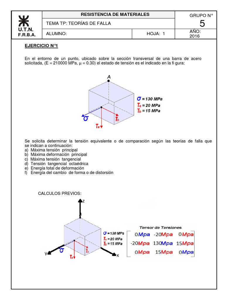 Tp 6 Teoria De Fallas 2016 Pdf Estrés Mecánica Resistencia De