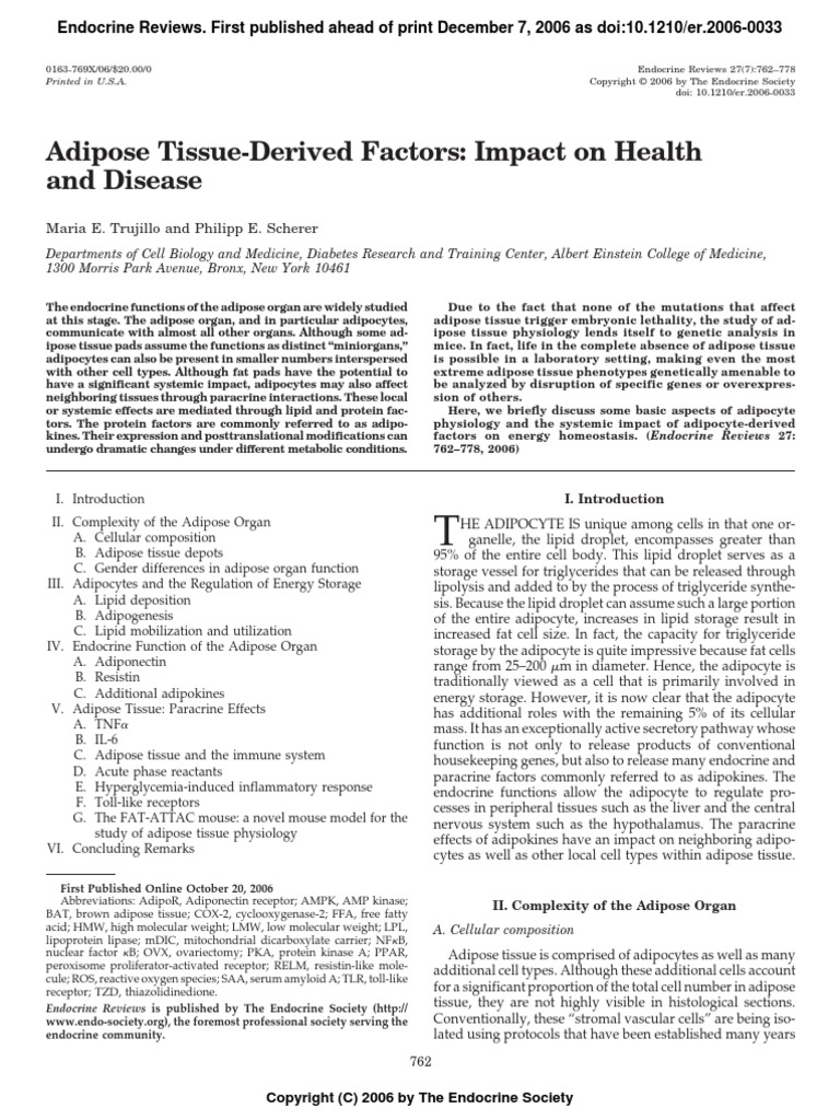Adipose Tissue Derived Factors | PDF | Adipose Tissue | Adipocyte