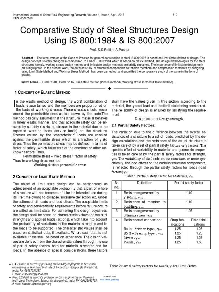 Comparative Study of Steel Structures Design Using IS 800 PDF PDF
