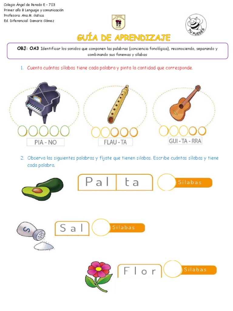 Segmentación Silábica para Niños | PDF