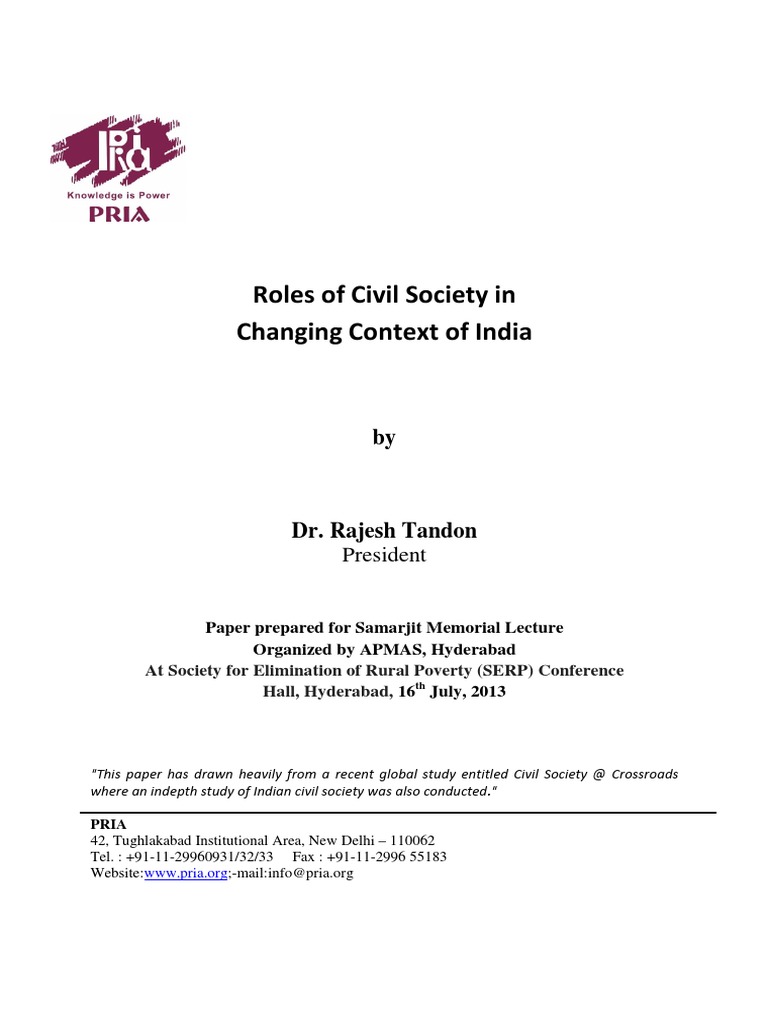 Roles of Civil Society in India | PDF | Corporate Social Responsibility ...