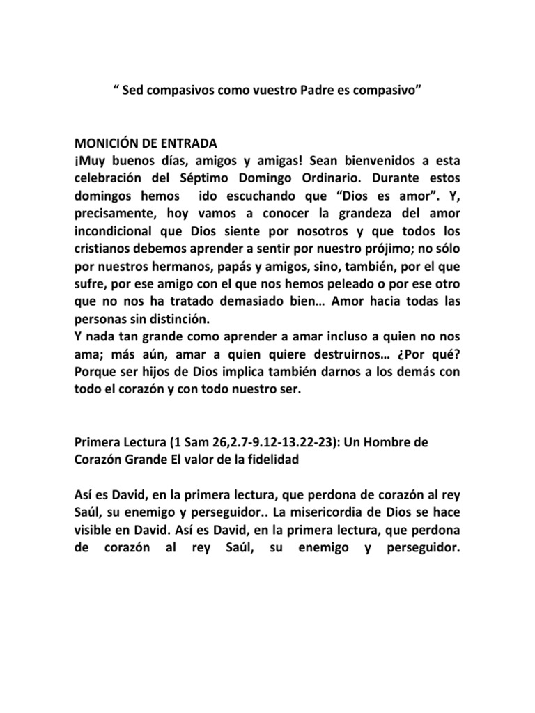 Compasión: Amor Incondicional de Dios | PDF | eucaristía | Misa (liturgia)