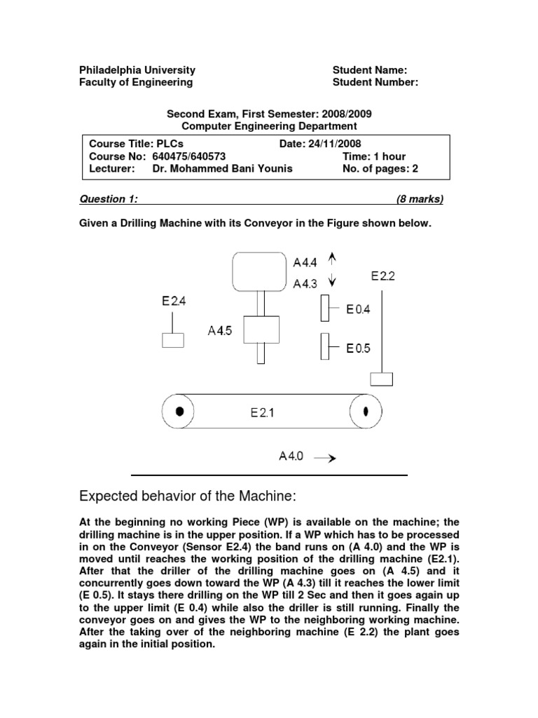 PLC Second Exam With Answers PDF Programmable Logic Controller