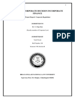 Impact of Corporate Decision Incorporate Finance: (Project Report: Corporate Regulation)