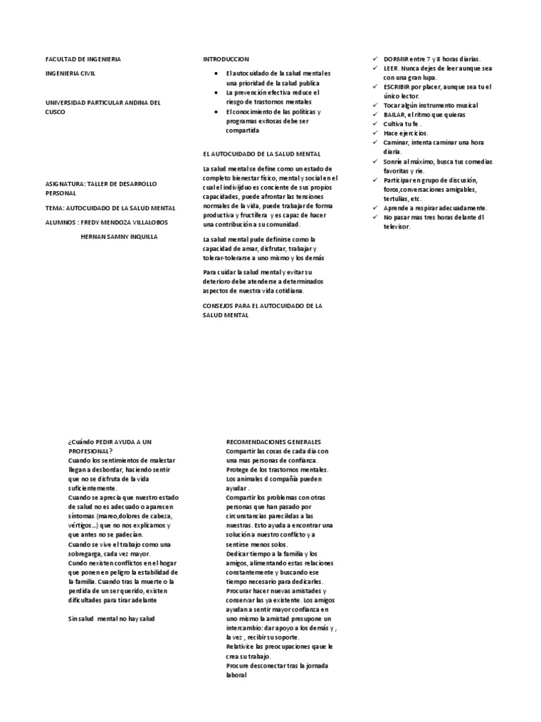 Taller de Desarrollo Personal | PDF | Salud mental | Conceptos psicologicos