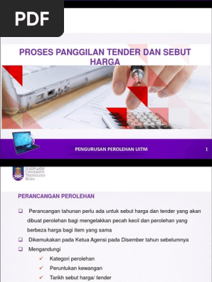 Taklimat Proses Panggilan Tender Sebut Harga Pdf Pdf