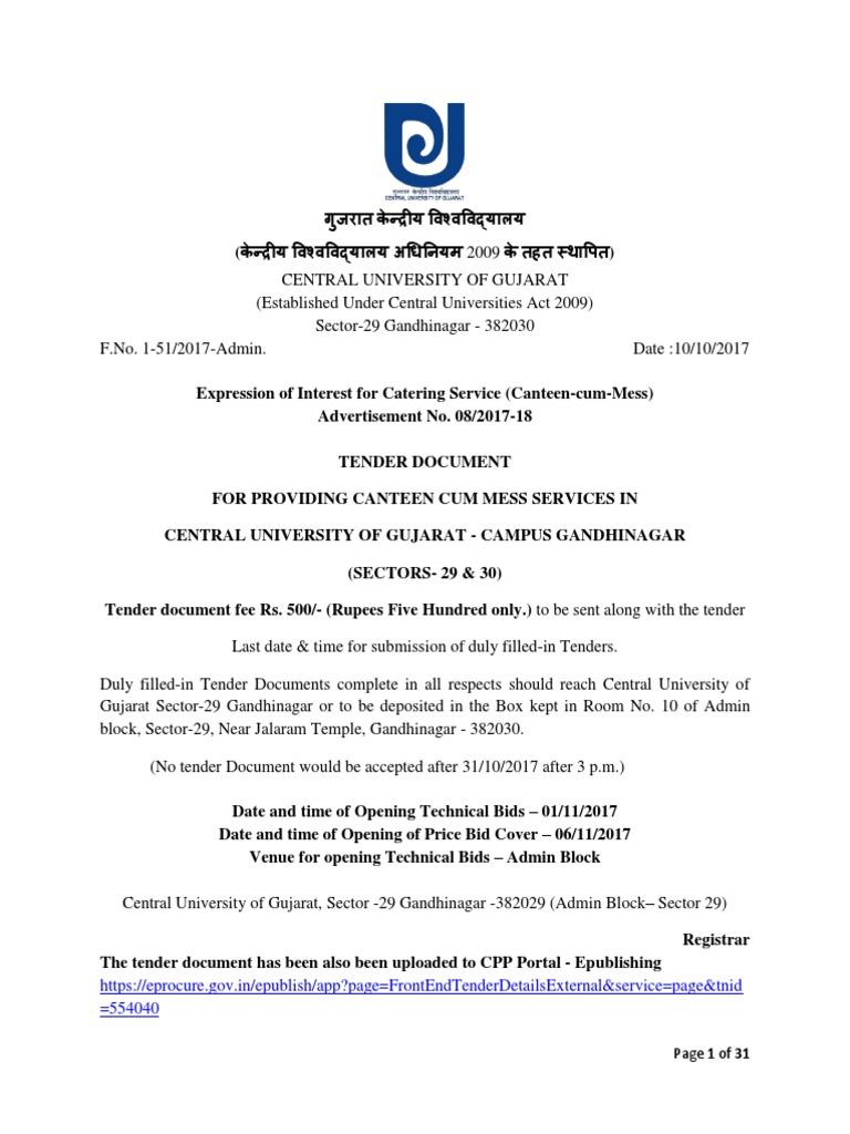 Final Canteen Tender For site 2017 PDF Lease Curry