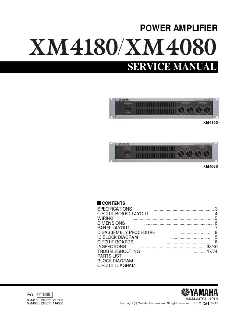 Yamaha xm4080 xm4180 SM PDF | PDF | Decibel | Power Supply