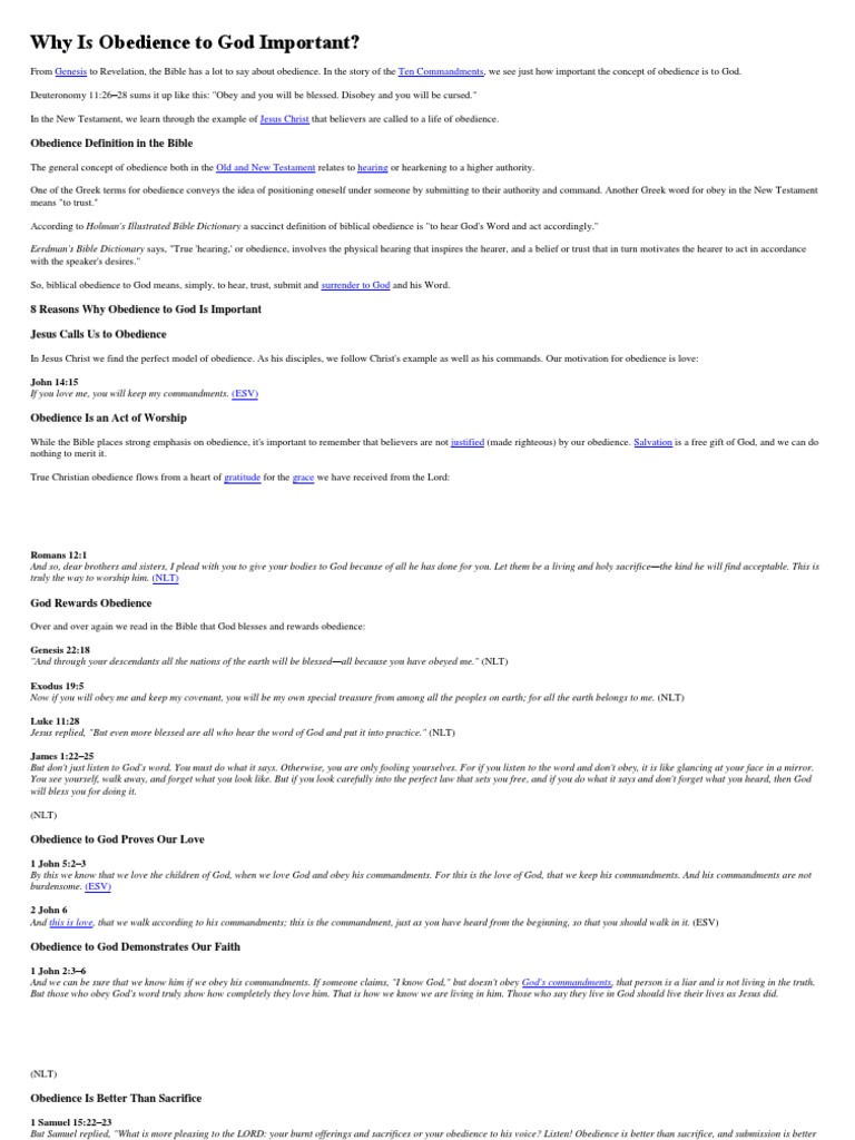 Why Is Obedience To God Important | PDF | Ten Commandments | Jesus