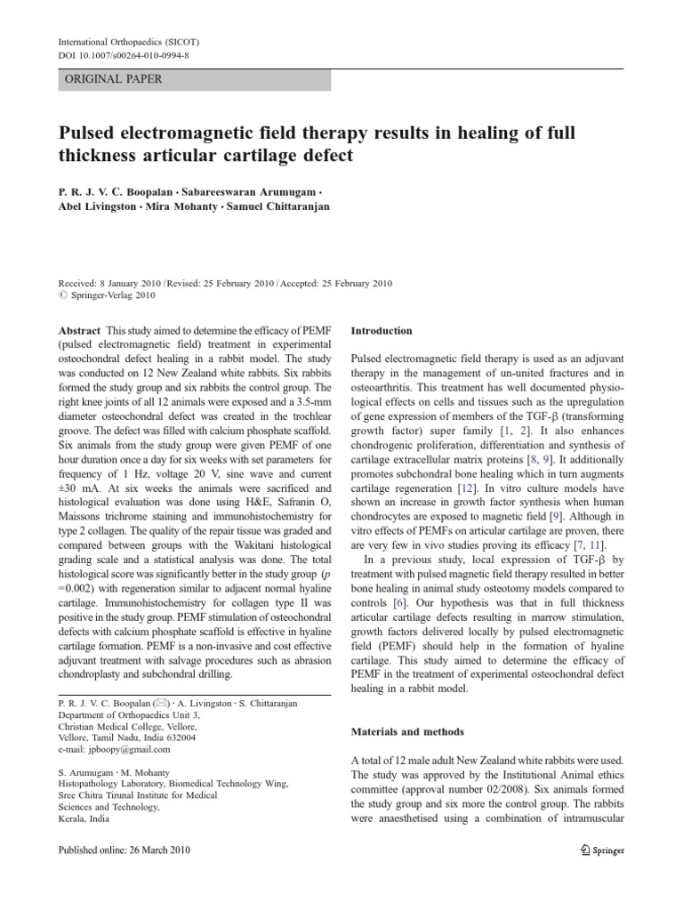 Pulsed Electro Magnetic Field Therapy Results in The Healing of Full ...