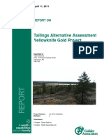 Tailings Alternative Assessment Yellowknife Gold Project: Report On