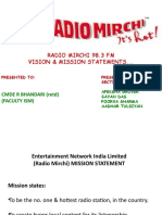 Radio Mirchi 98.3 FM Vision & Mission Statements... : Cmde R Bhandari (Retd) (Faculty Ism)