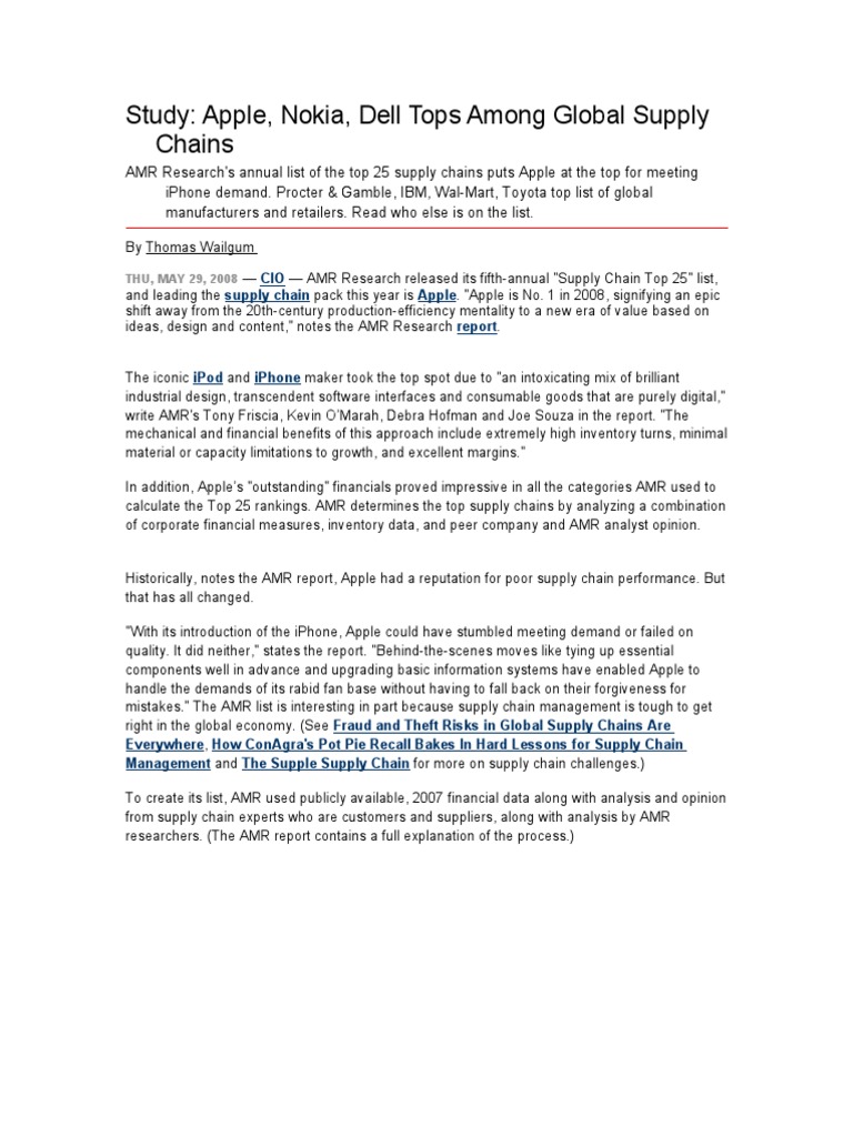 Report - Top Global Supply Chains | PDF | Apple Inc. | Supply Chain