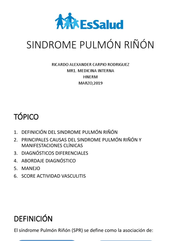 Síndrome Pulmón-Riñón: Causas y Manejo | PDF | Medicina | Medicina CLINICA