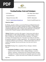 Teaching Reading: Goals and Techniques: Page 1 of 11