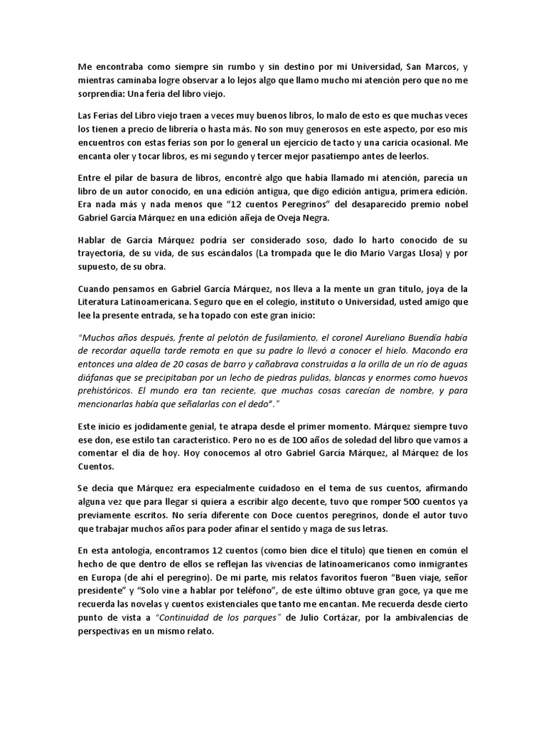 Los 12 cuentos peregrinos de García Márquez | PDF | Gabriel García ...